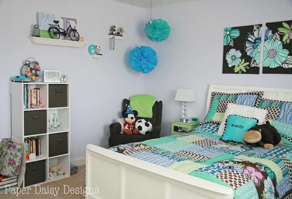 Serenity Now: Tissue Paper Pom Poms in the Girls' Room {Inexpensive Decor}