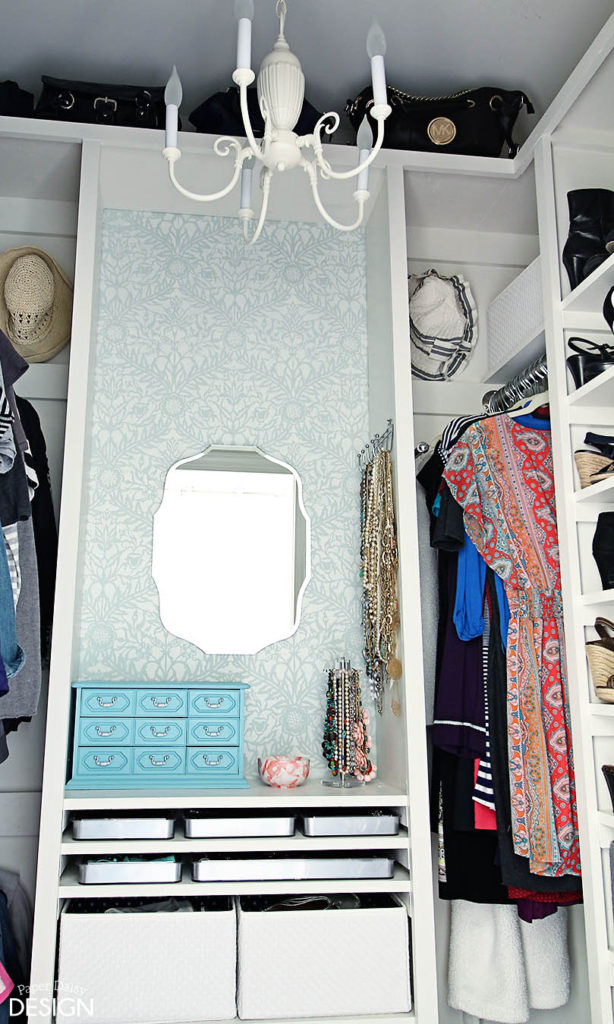 small dressing area in closet