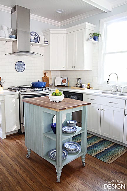 Shine White Kitchen Island bluekitchencartrugpsd