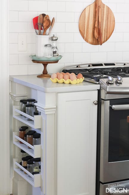 Spice rack on side of online cabinet