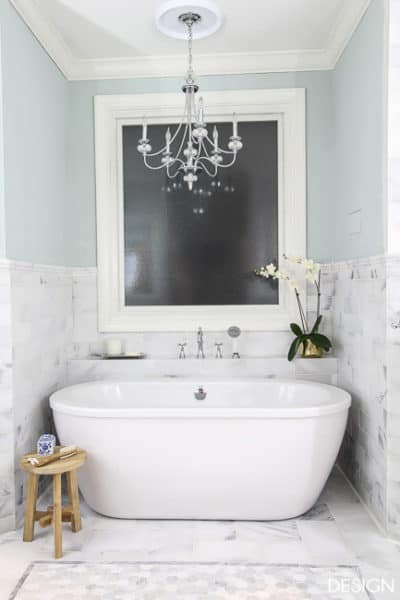 First Look at the Marble Master Bathroom - Deeply Southern Home