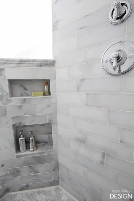 Marble Shower Niche/PaperDaisyDesign.com