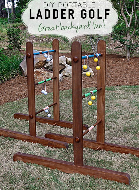 SWOOC Games - Wooden Ladder Ball Game Set (Weather Resistant) - 10 Games Included & Carrying Case - Easy, No Tool Set Up - Ladder Toss Outdoor