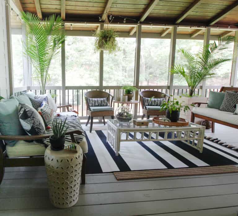 Screen Porch & Outdoor Living Room Makeover - Deeply Southern Home