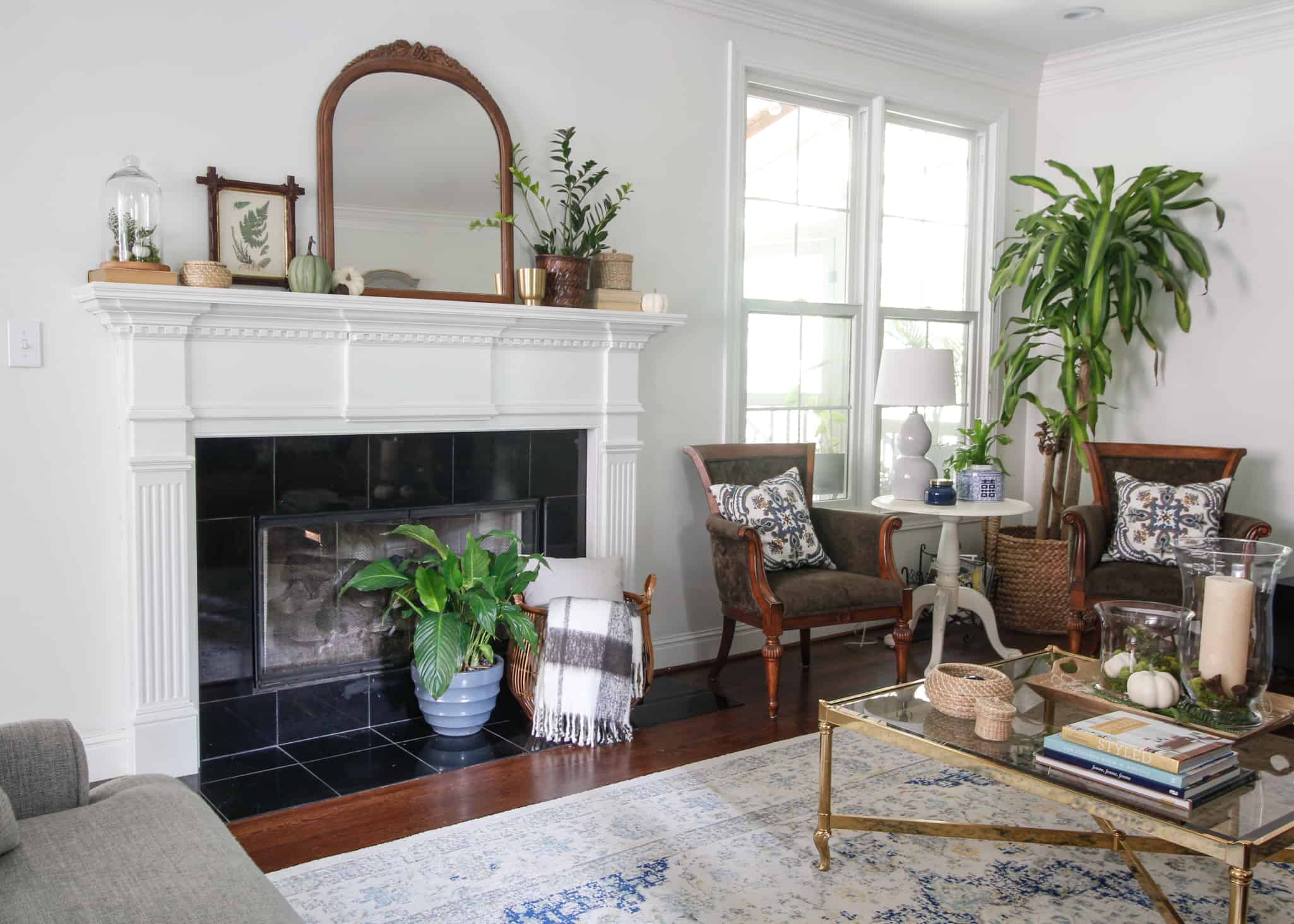 black marble tile fireplace