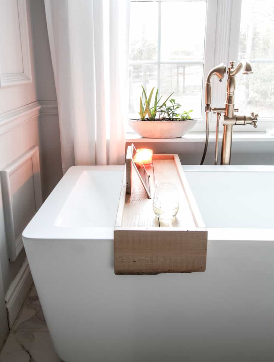 DIY Bathtub Tray with Reclaimed Wood - Deeply Southern Home