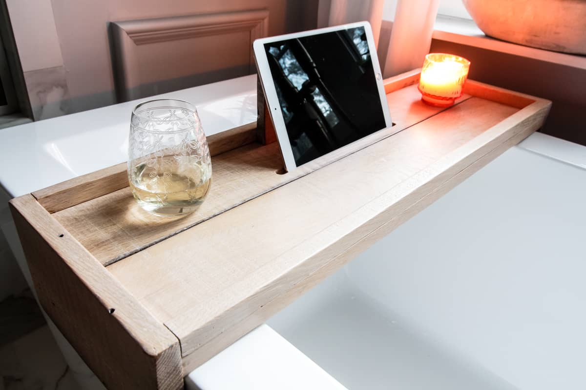 DIY Bathtub Tray with Reclaimed Wood - Deeply Southern Home