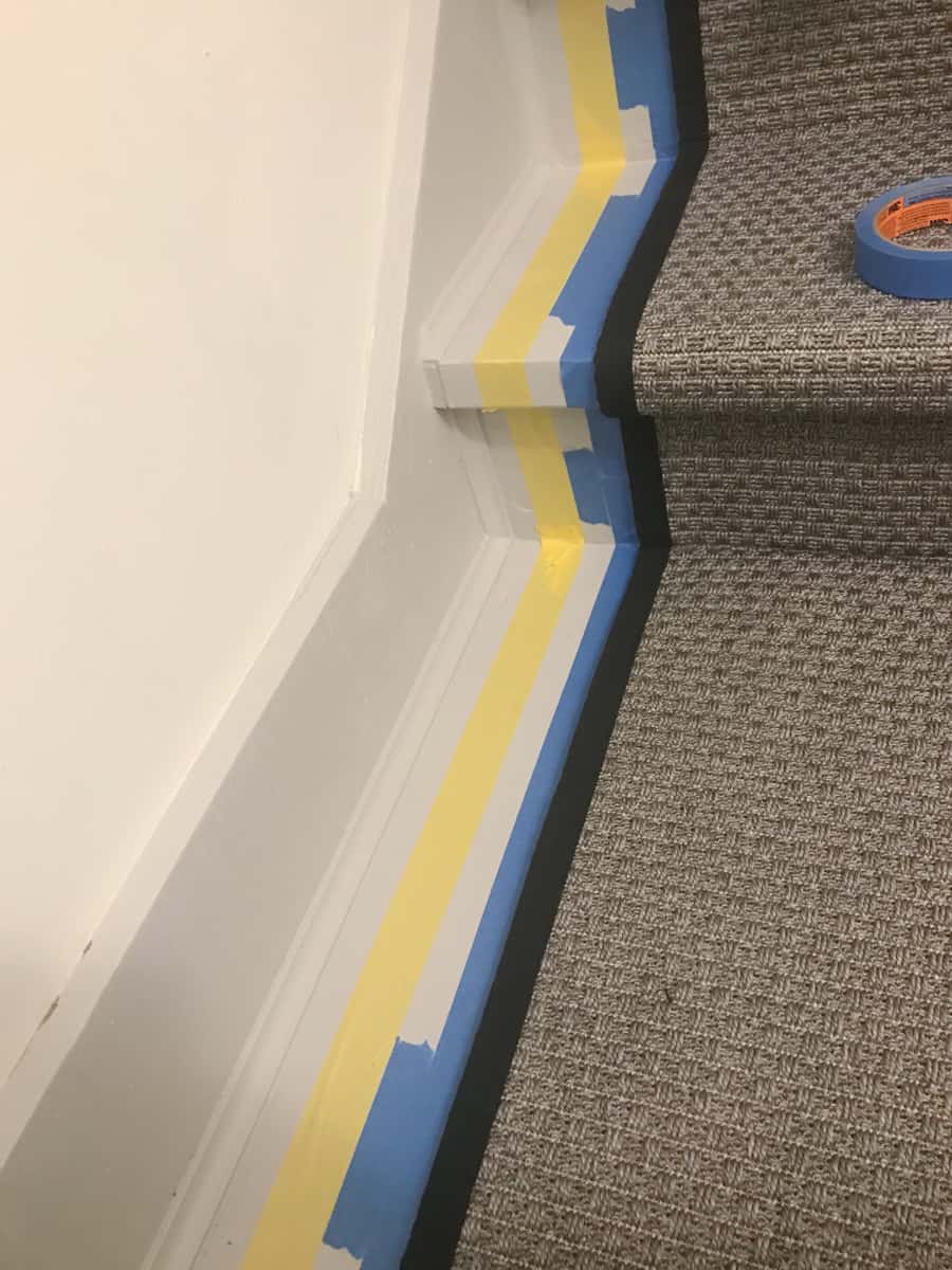 the easy way to paint stripe on stairs