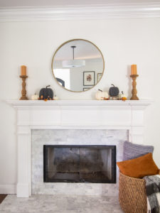 4 Ways to style a Simple Fall Mantle with a Round Mirror - Deeply ...