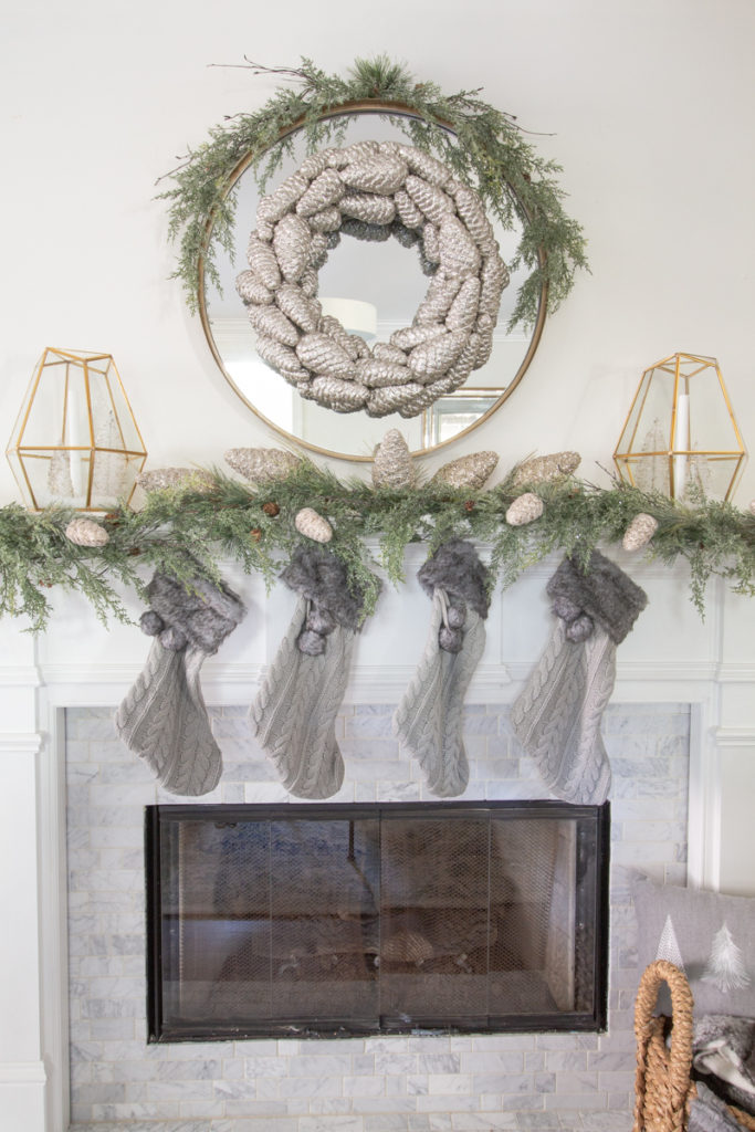 Christmas Mantle Decor & Simple Snow Globe Lanterns - Deeply Southern Home