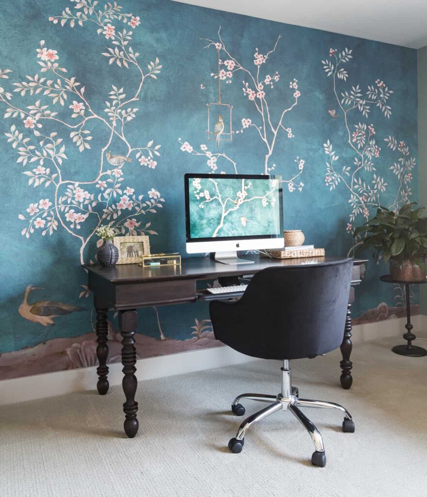 Home Office Design Plans: Blue + White Chinoiserie Chic