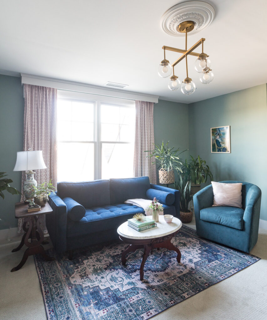 blue and white rug combo