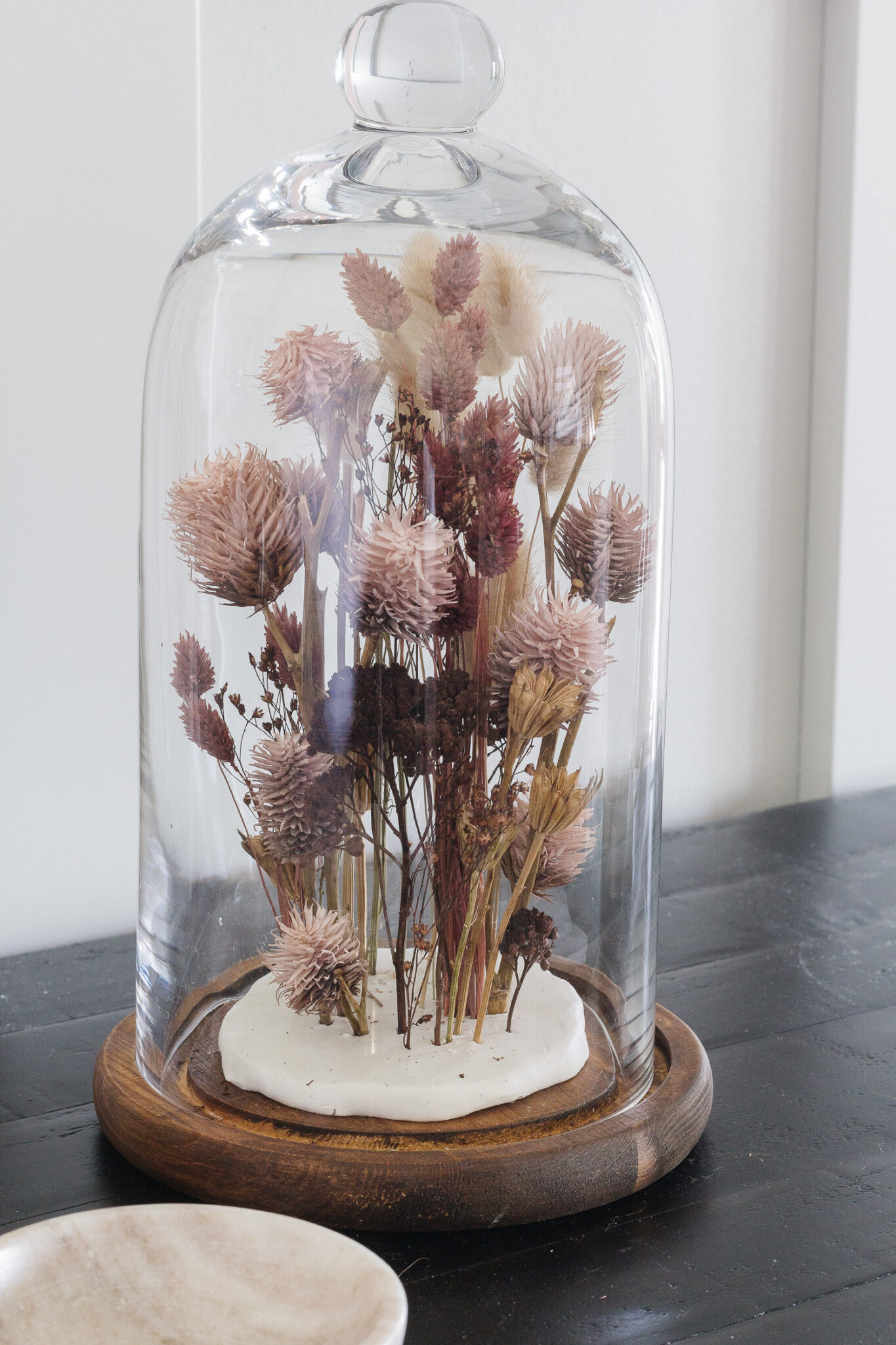 Dried Floral Arrangement in a Cloche for Fall - Deeply Southern Home