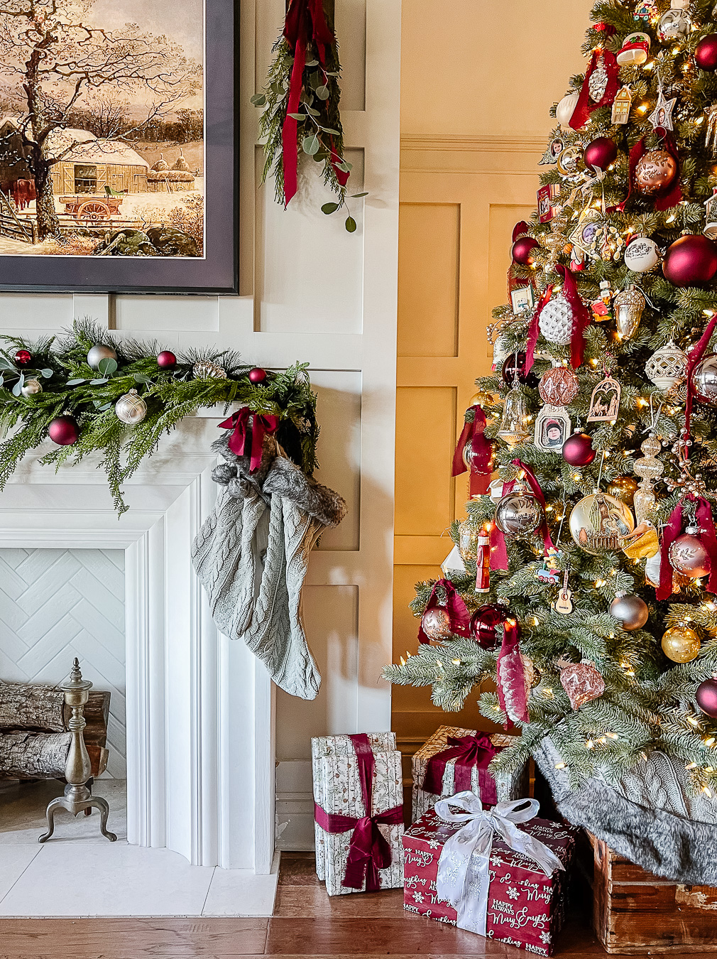 Simply Classic Burgundy and Silver Christmas Home Tour - Deeply Southern  Home